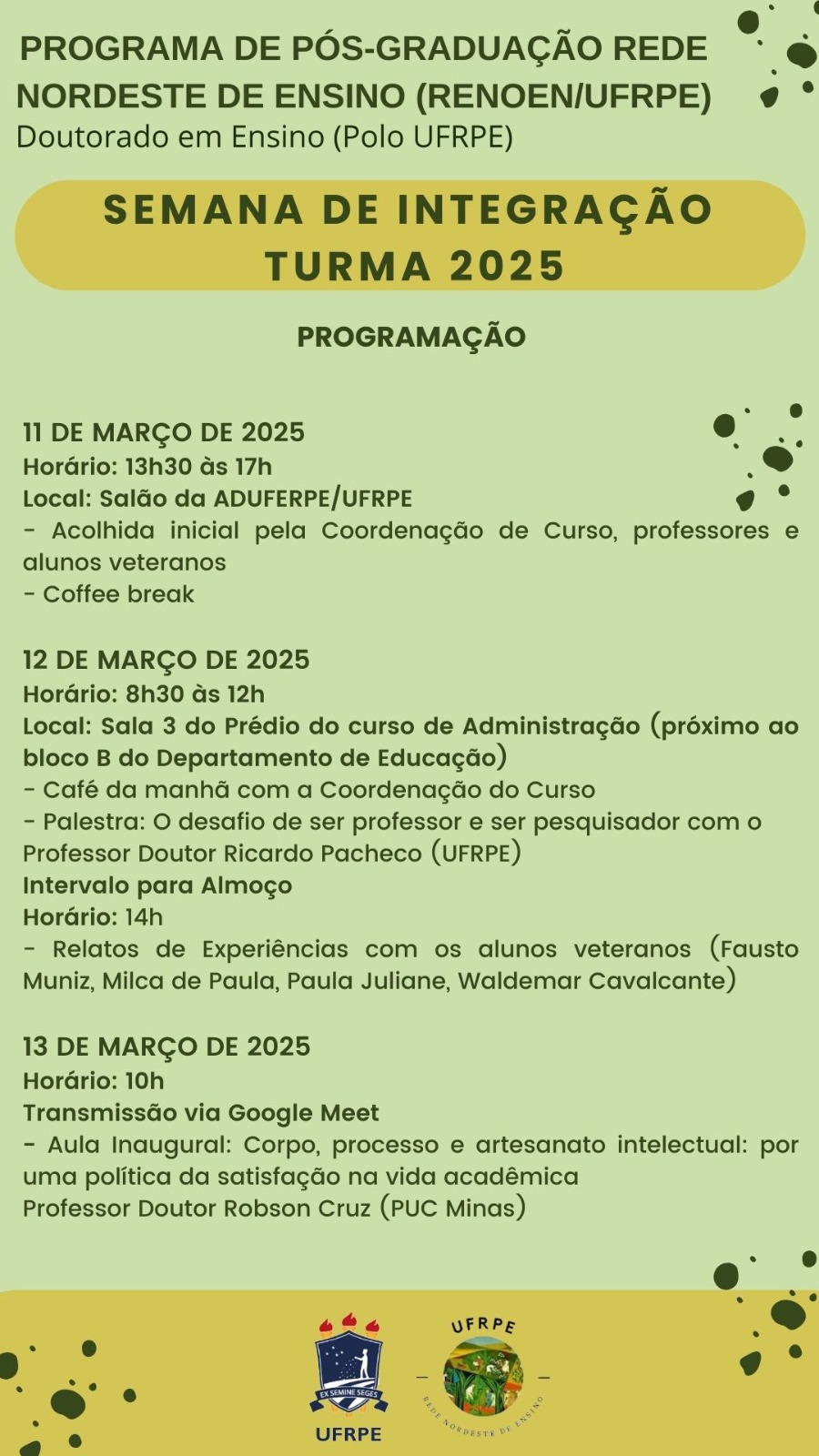 Programação completa Semana de Integração 2025
